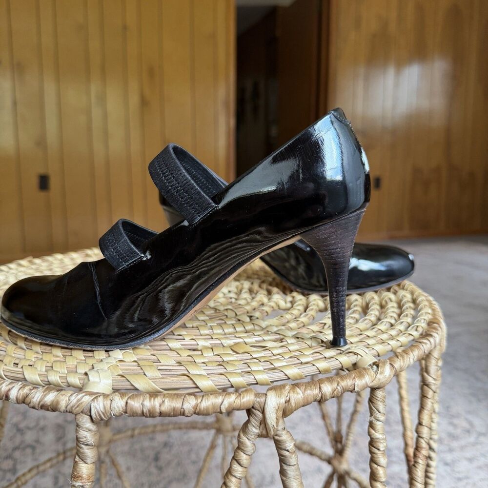 Chloé Black Patent Leather Pumps Strappy Mary Jane Pumps 37.5